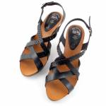 HEE 17035 VAQUETILLA NEGRO CZARNE SANDAŁY *DL*