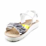 GEOX J15EAC COSTAREI zebra srebrne sandały J15EAC 004BN C0598
