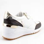 MARCO TOZZI 23723-41 19H WHITE COMBbiałe brazowe sneakersy damskie WL25