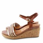 TAMARIS 28308 brązowe złote sandały damskie 1-1-28308-26 394 COGNAC/GOLD
