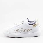 TOMMY HILFIGER T3A4-32152-1375X048 białe złote półbuty SNEAKER WHITE
