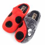 MANITU 320103-04 szare czerwone pantofledamskie